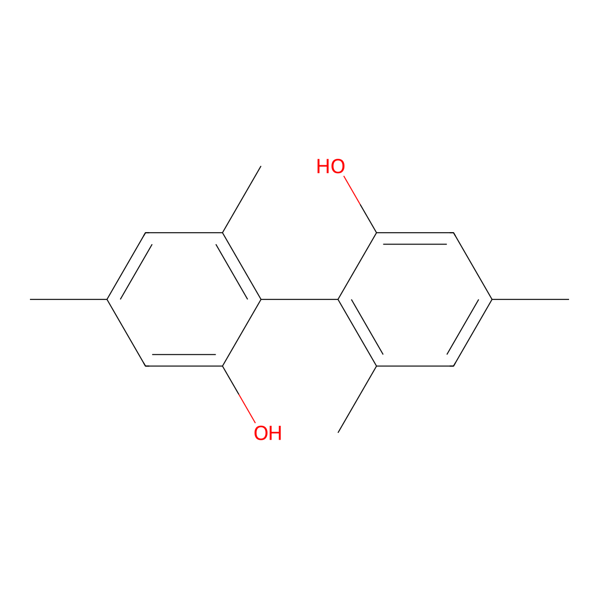 4,4',6,6'-Tetramethyl[1,1'-biphenyl]-2,2'-diol molecular structure, CAS 20291-66-1