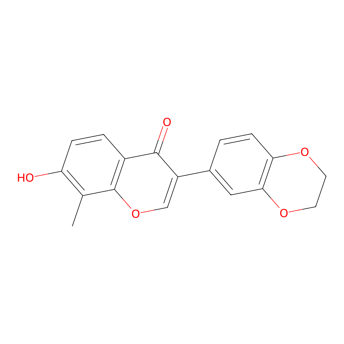3-(2,3-Dihydro-1,4-benzodioxin-6-yl)-7-hydroxy-8-methylchromen-4-one molecular structure, CAS 202914-32-7
