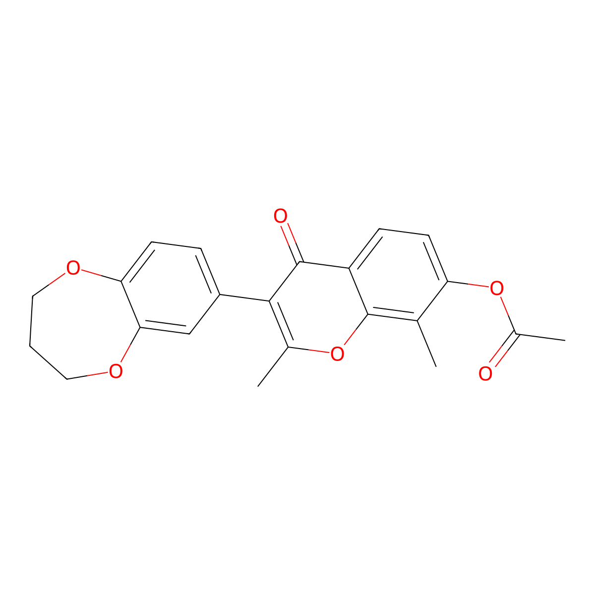 3-(3,4-dihydro-2H-benzo[b][1,4]dioxepin-7-yl)-2,8-dimethyl-4-oxo-4H-chromen-7-yl acetate molecular structure, CAS 202914-35-0