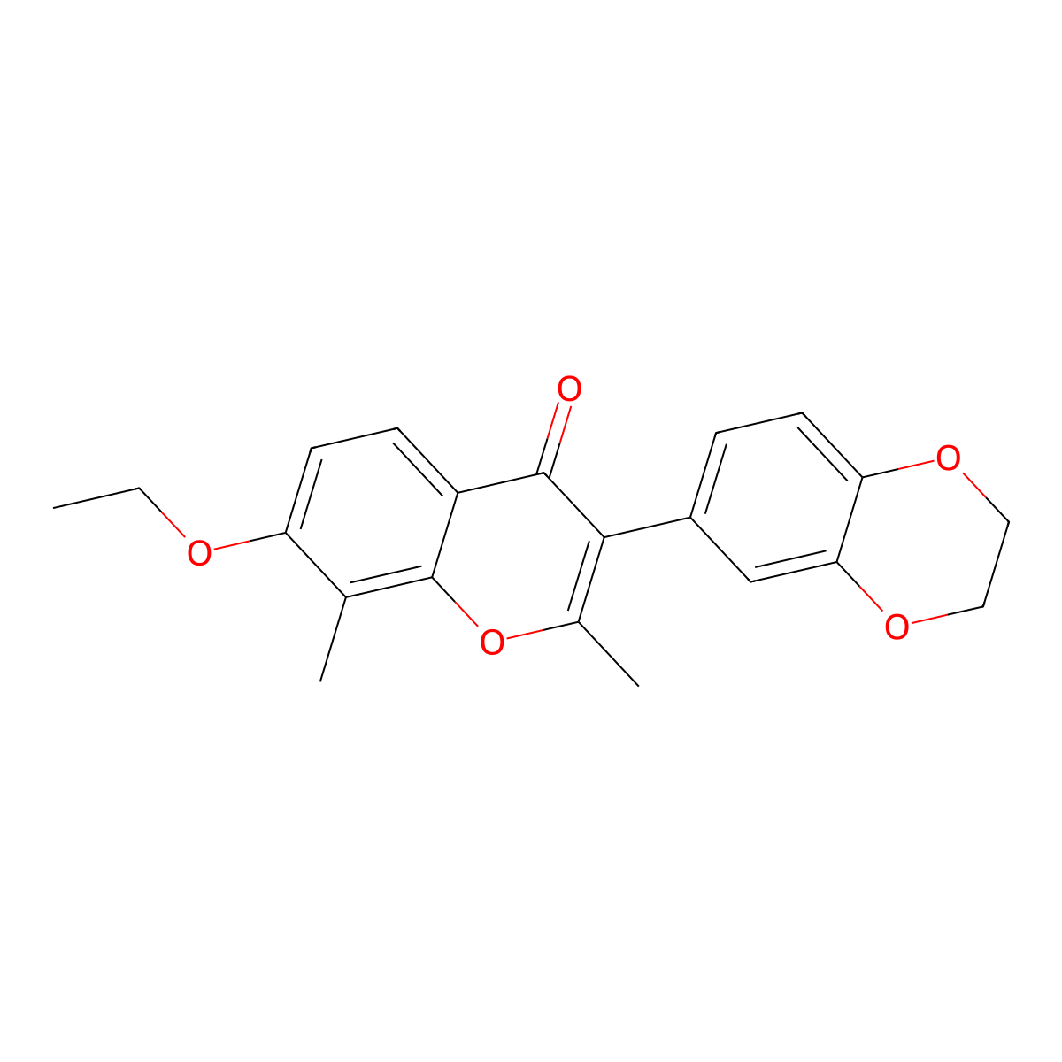 3-(2,3-dihydro-1,4-benzodioxin-6-yl)-7-ethoxy-2,8-dimethyl-4H-chromen-4-one molecular structure, CAS 202914-38-3