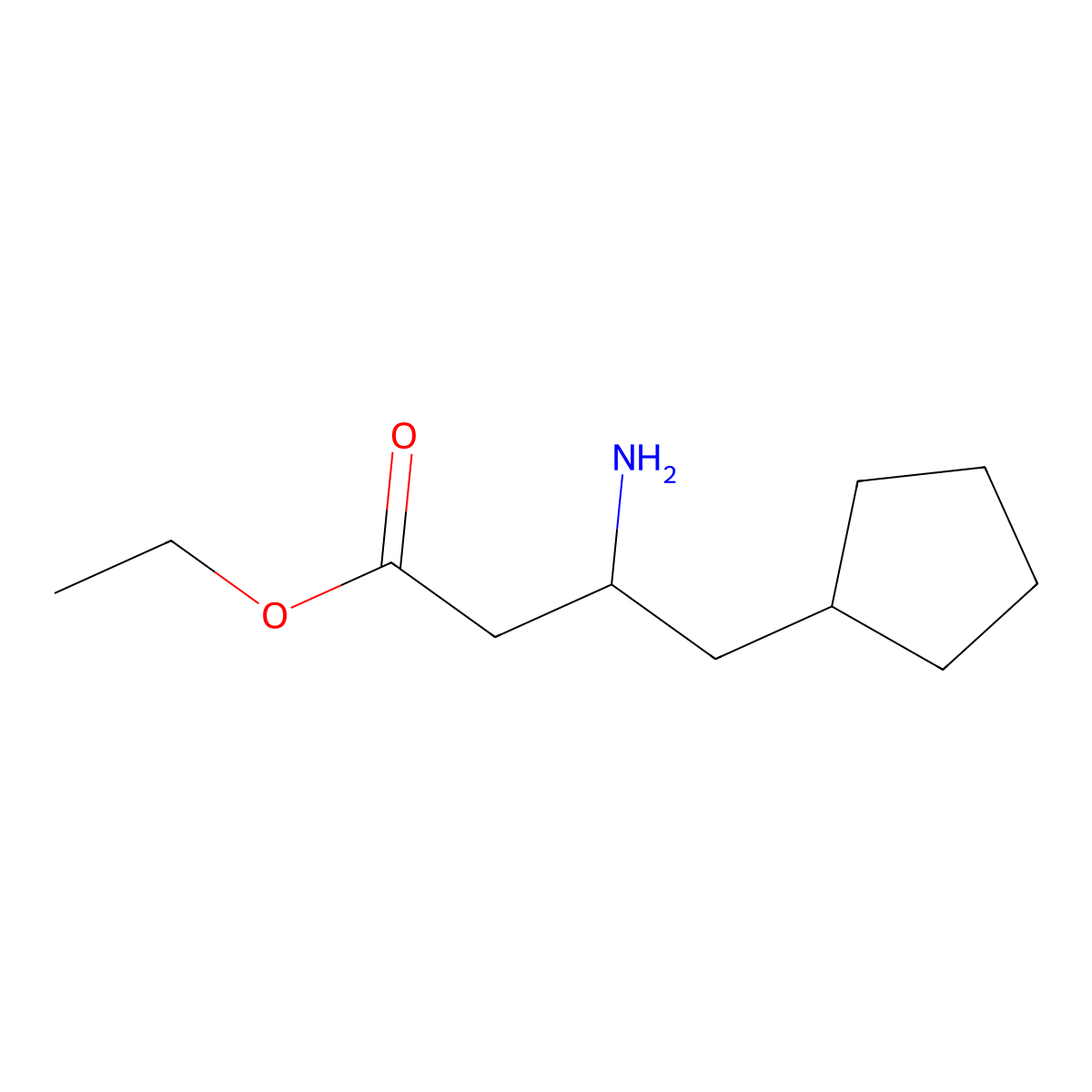 Ethyl 3-amino-4-cyclopentylbutanoate molecular structure, CAS 2029157-71-7