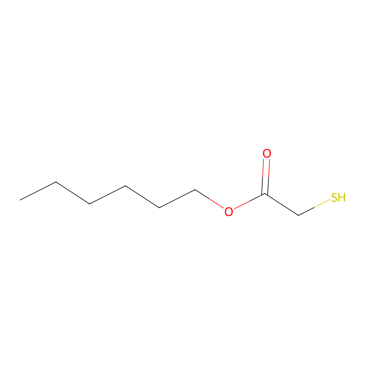 Hexyl mercaptoacetate molecular structure, CAS 20292-01-7