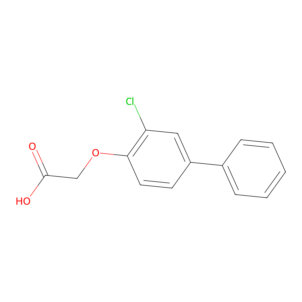 2-(2-Chloro-4-phenylphenoxy)acetic acid molecular structure, CAS 20292-28-8