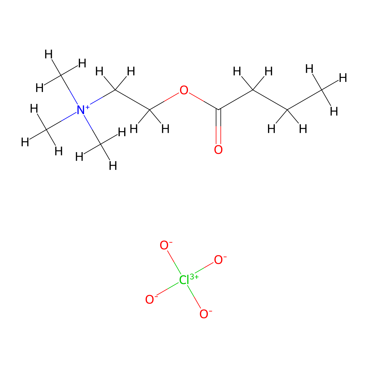 Ethanaminium, N,N,N-trimethyl-2-(1-oxobutoxy)-, perchlorate (1:1) molecular structure, CAS 20292-68-6
