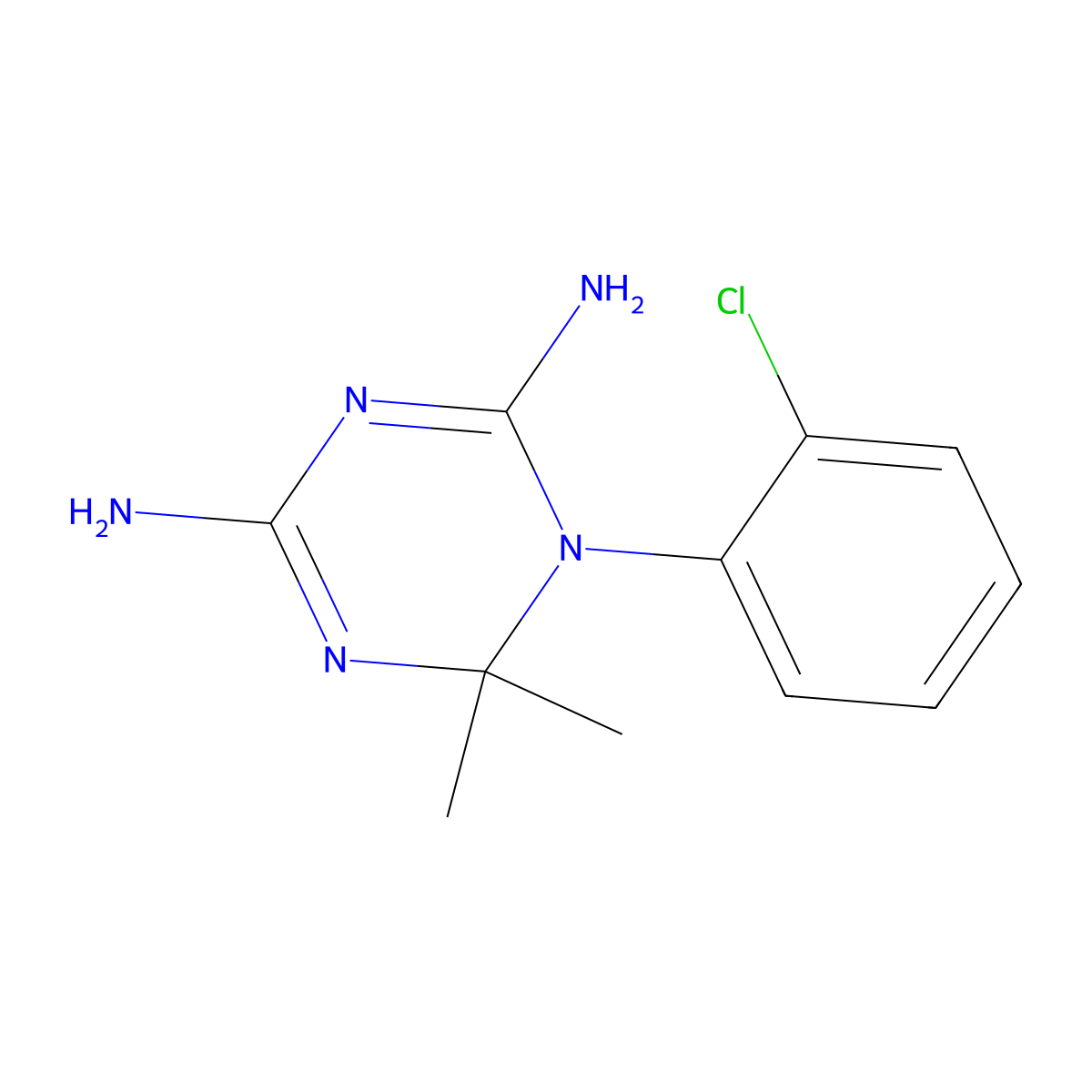 1,3,5-Triazine-2,4-diamine, 1-(2-chlorophenyl)-1,6-dihydro-6,6-dimethyl- molecular structure, CAS 20292-77-7