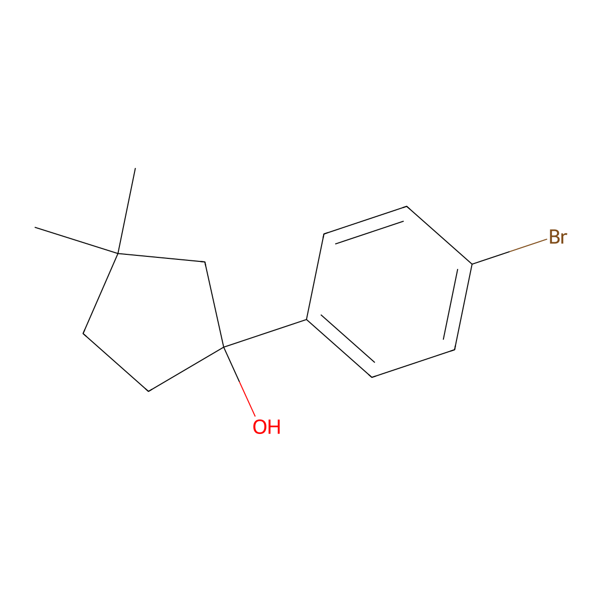 1-(4-Bromophenyl)-3,3-dimethylcyclopentan-1-ol molecular structure, CAS 2029258-54-4