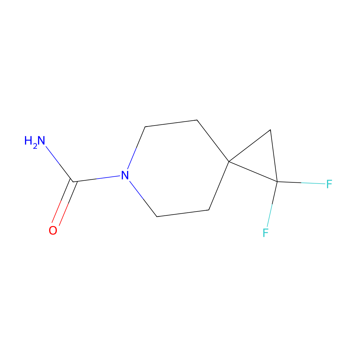 1,1-Difluoro-6-azaspiro[2.5]octane-6-carboxamide molecular structure, CAS 2029345-09-1