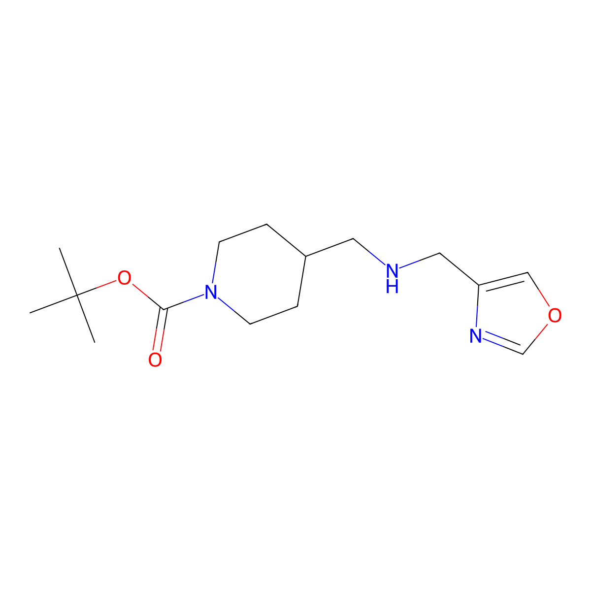 tert-Butyl 4-(((oxazol-4-ylmethyl)amino)methyl)piperidine-1-carboxylate molecular structure, CAS 2029374-41-0