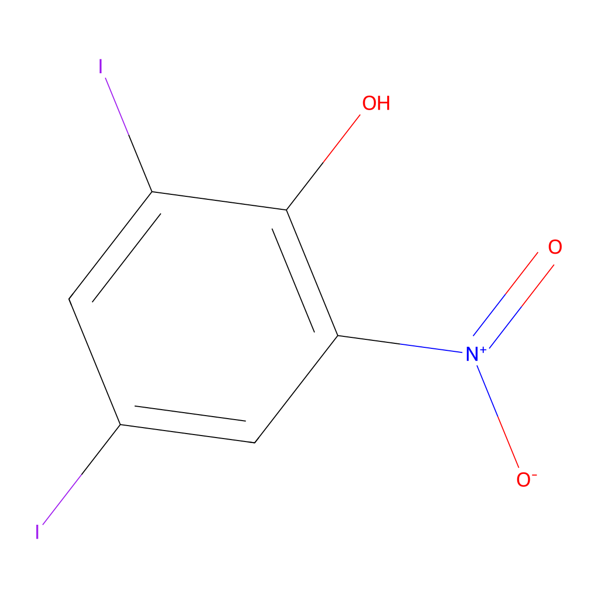 2,4-Diiodo-6-nitrophenol molecular structure, CAS 20294-48-8