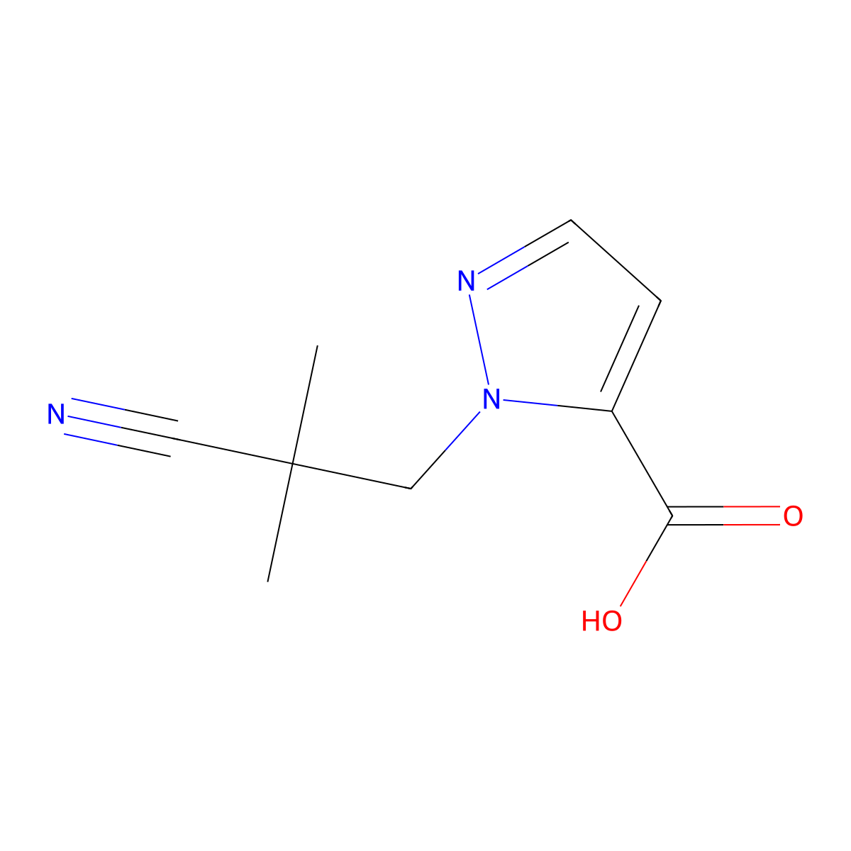 1-(2-Cyano-2-methylpropyl)-1H-pyrazole-5-carboxylic acid molecular structure, CAS 2029406-44-6