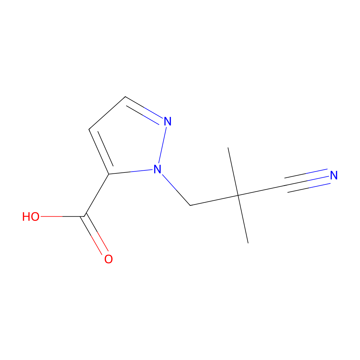 1-(2-Cyano-2-methylpropyl)-1H-pyrazole-5-carboxylic acid molecular structure, CAS 2029406-44-6