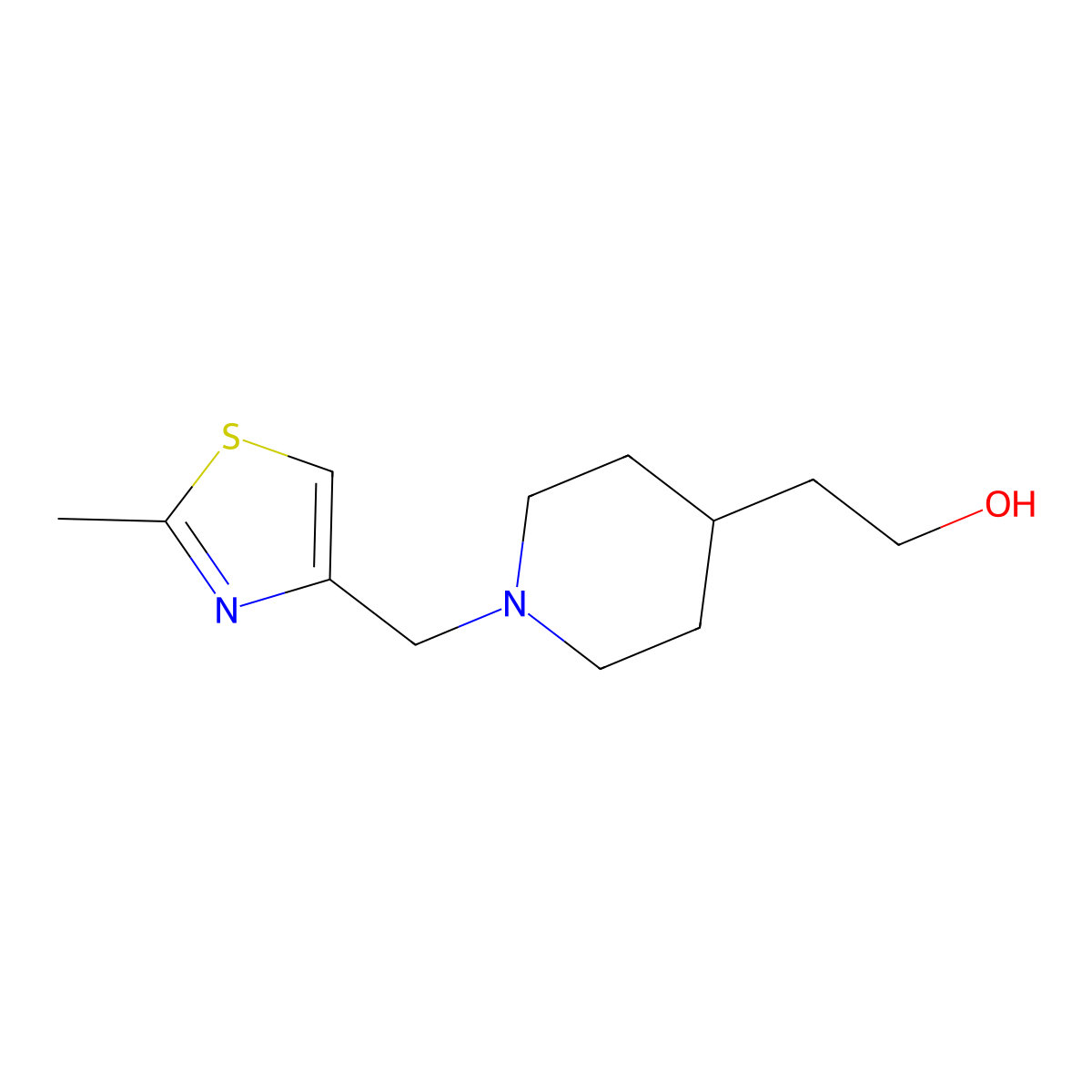 2-(1-((2-Methylthiazol-4-yl)methyl)piperidin-4-yl)ethan-1-ol molecular structure, CAS 2029487-84-9