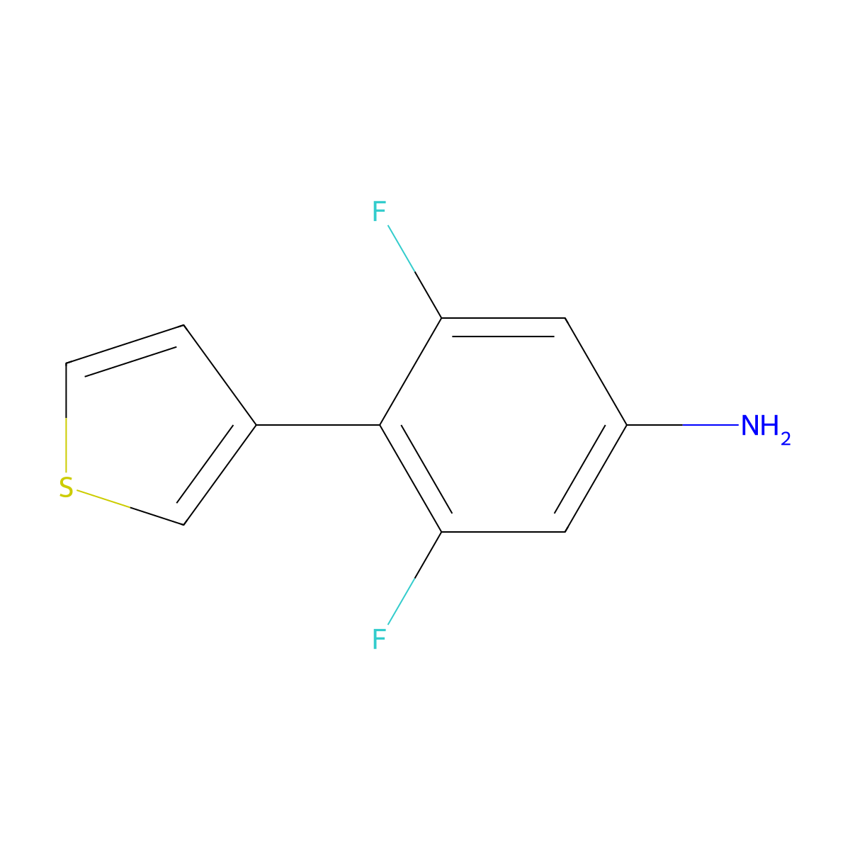 3,5-Difluoro-4-(3-thienyl)benzenamine molecular structure, CAS 2029541-80-6