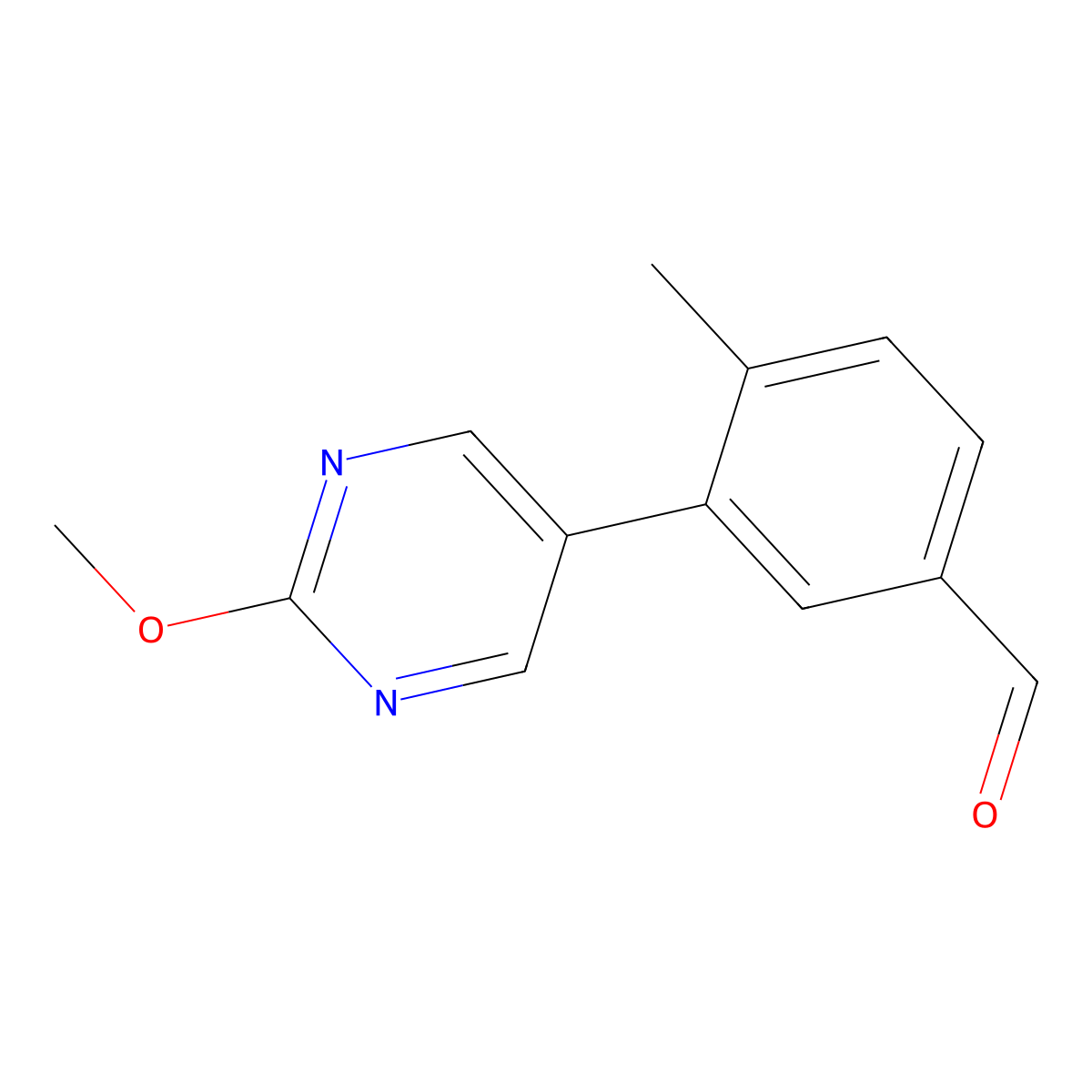 3-(2-Methoxypyrimidin-5-yl)-4-methylbenzaldehyde molecular structure, CAS 2029698-09-5