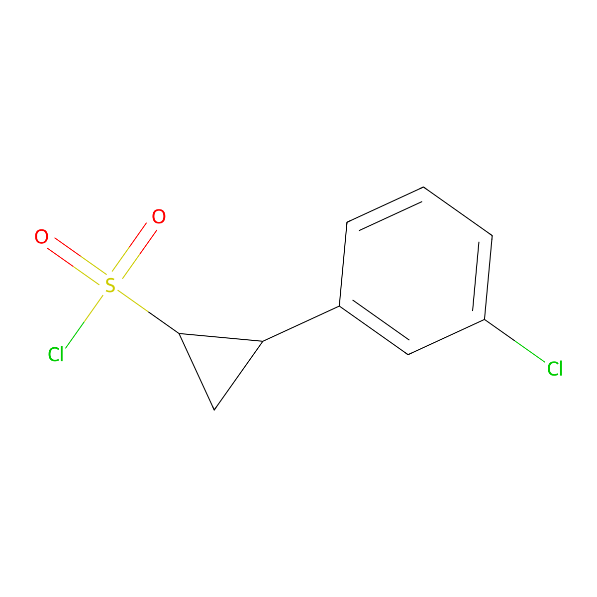 rac-(1R,2S)-2-(3-chlorophenyl)cyclopropane-1-sulfonyl chloride molecular structure, CAS 2029703-66-8