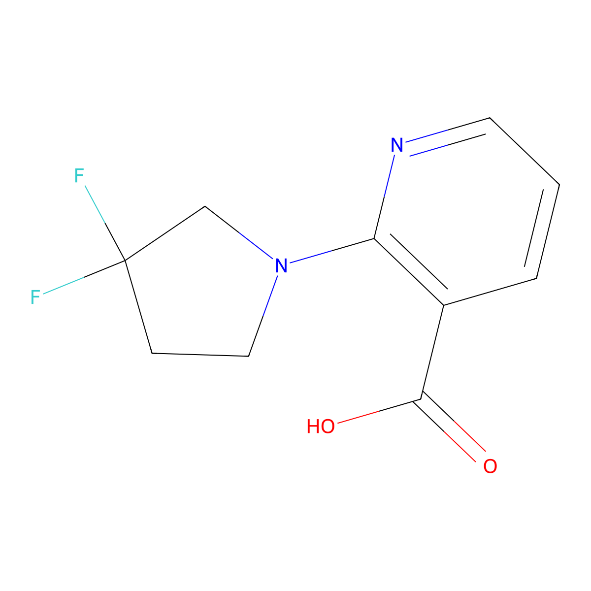 2-(3,3-Difluoropyrrolidin-1-yl)nicotinic acid molecular structure, CAS 2029729-91-5