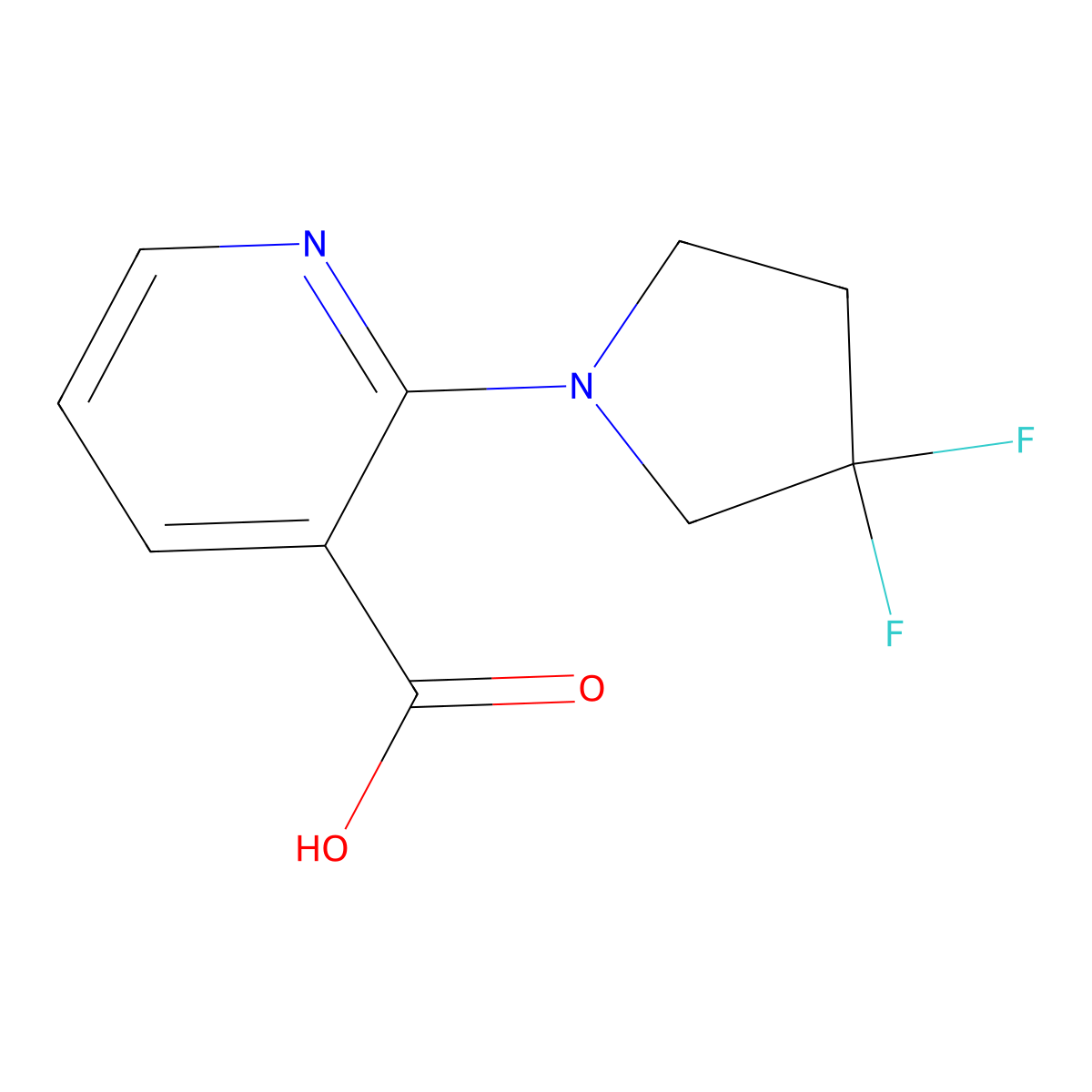 2-(3,3-Difluoropyrrolidin-1-yl)nicotinic acid molecular structure, CAS 2029729-91-5