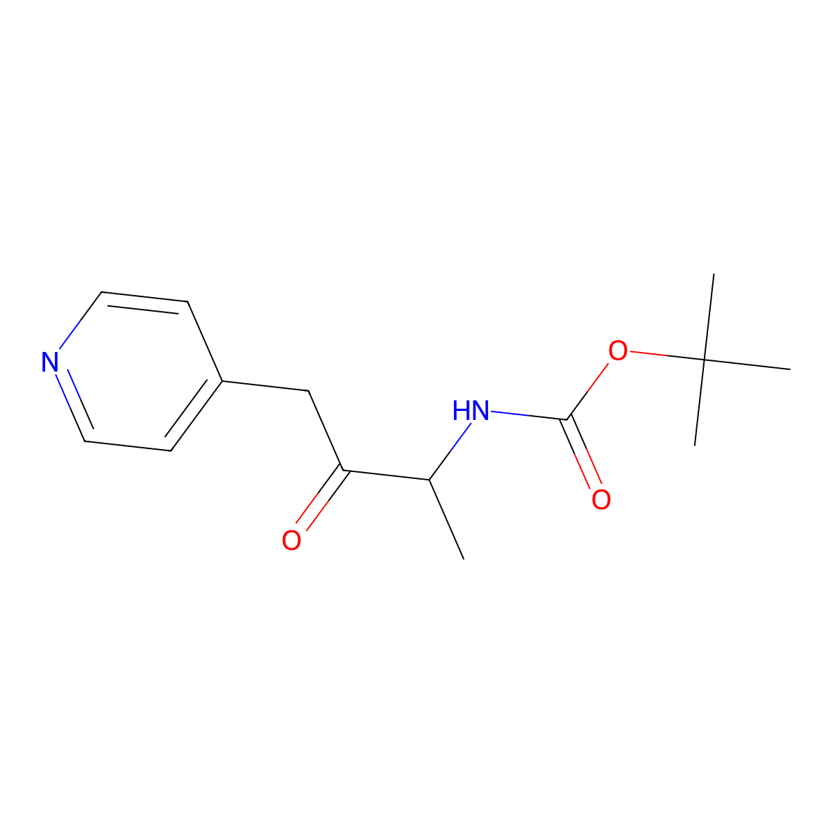 Tert-butyl (3-oxo-4-(pyridin-4-yl)butan-2-yl)carbamate molecular structure, CAS 2029751-64-0