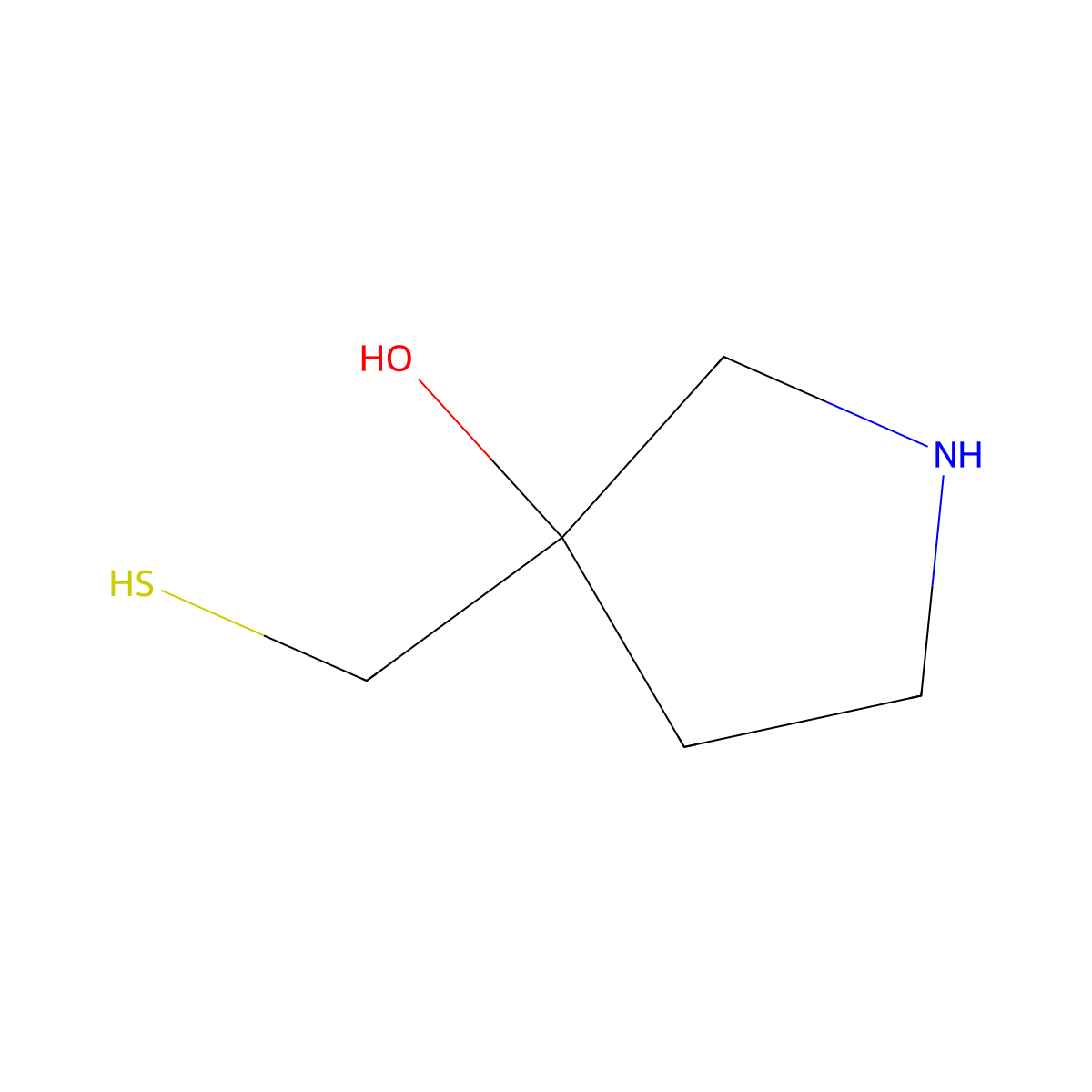 3-(Sulfanylmethyl)pyrrolidin-3-ol molecular structure, CAS 2029774-21-6
