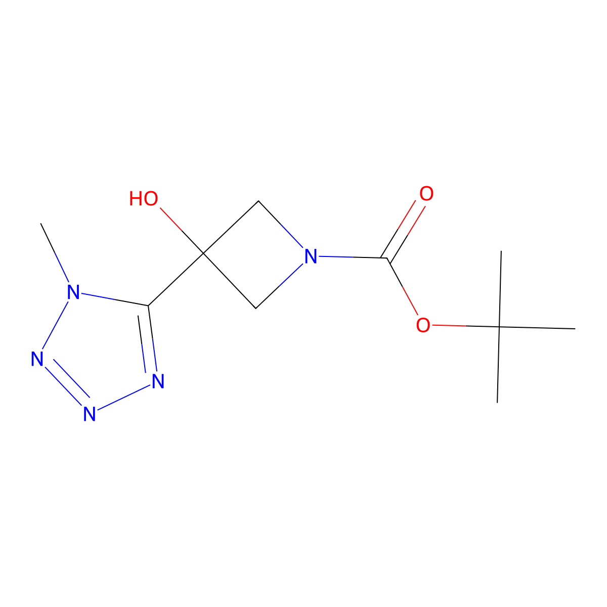 tert-butyl 3-hydroxy-3-(1-methyl-1H-1,2,3,4-tetrazol-5-yl)azetidine-1-carboxylate molecular structure, CAS 2029784-57-2