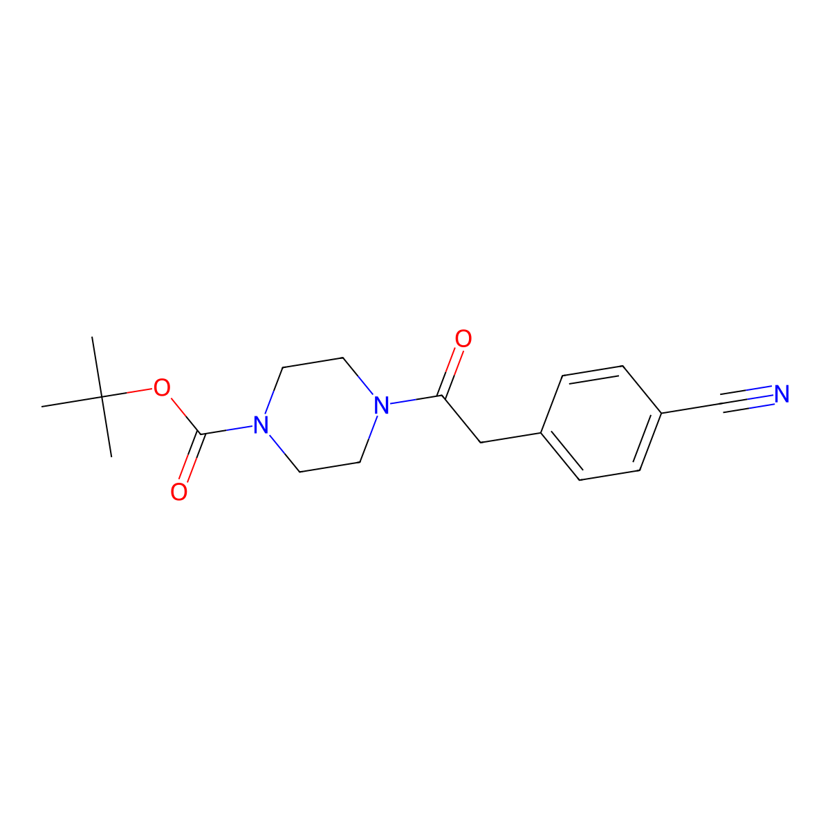 1,1-Dimethylethyl 4-[2-(4-cyanophenyl)acetyl]-1-piperazinecarboxylate molecular structure, CAS 202979-27-9