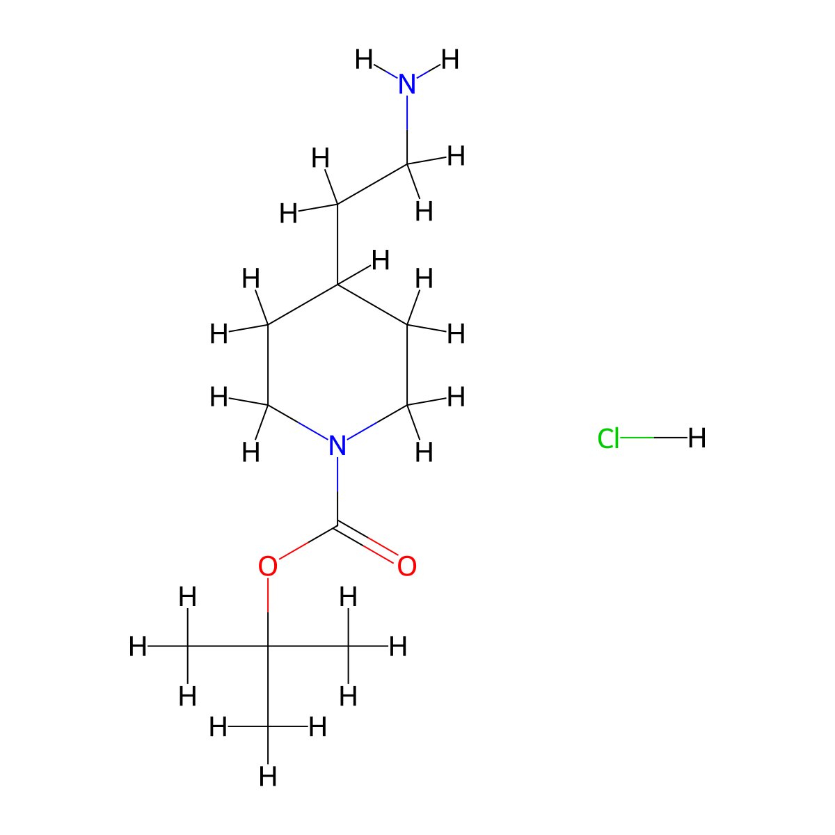 tert-Butyl 4-(2-aminoethyl)piperidine-1-carboxylate hydrochloride molecular structure, CAS 202979-32-6