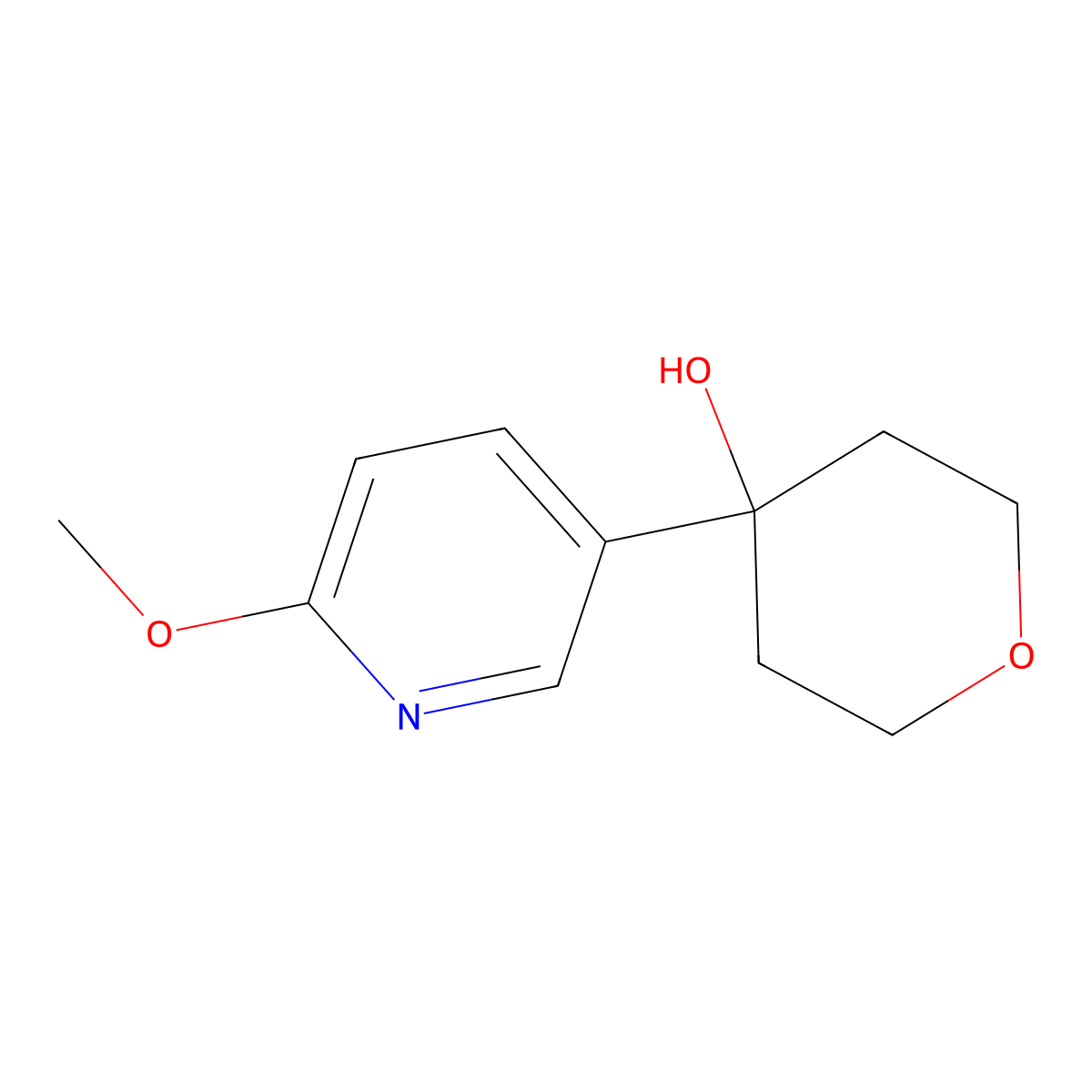 4-(6-methoxypyridin-3-yl)tetrahydro-2H-pyran-4-ol molecular structure, CAS 2029842-71-3