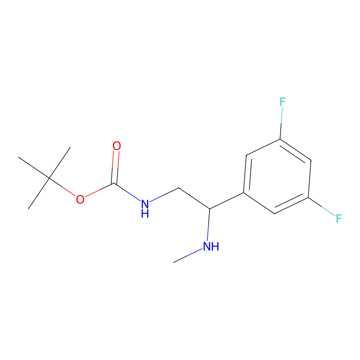 tert-butyl N-(2-(3,5-difluorophenyl)-2-(methylamino)ethyl)carbamate molecular structure, CAS 2029882-91-3