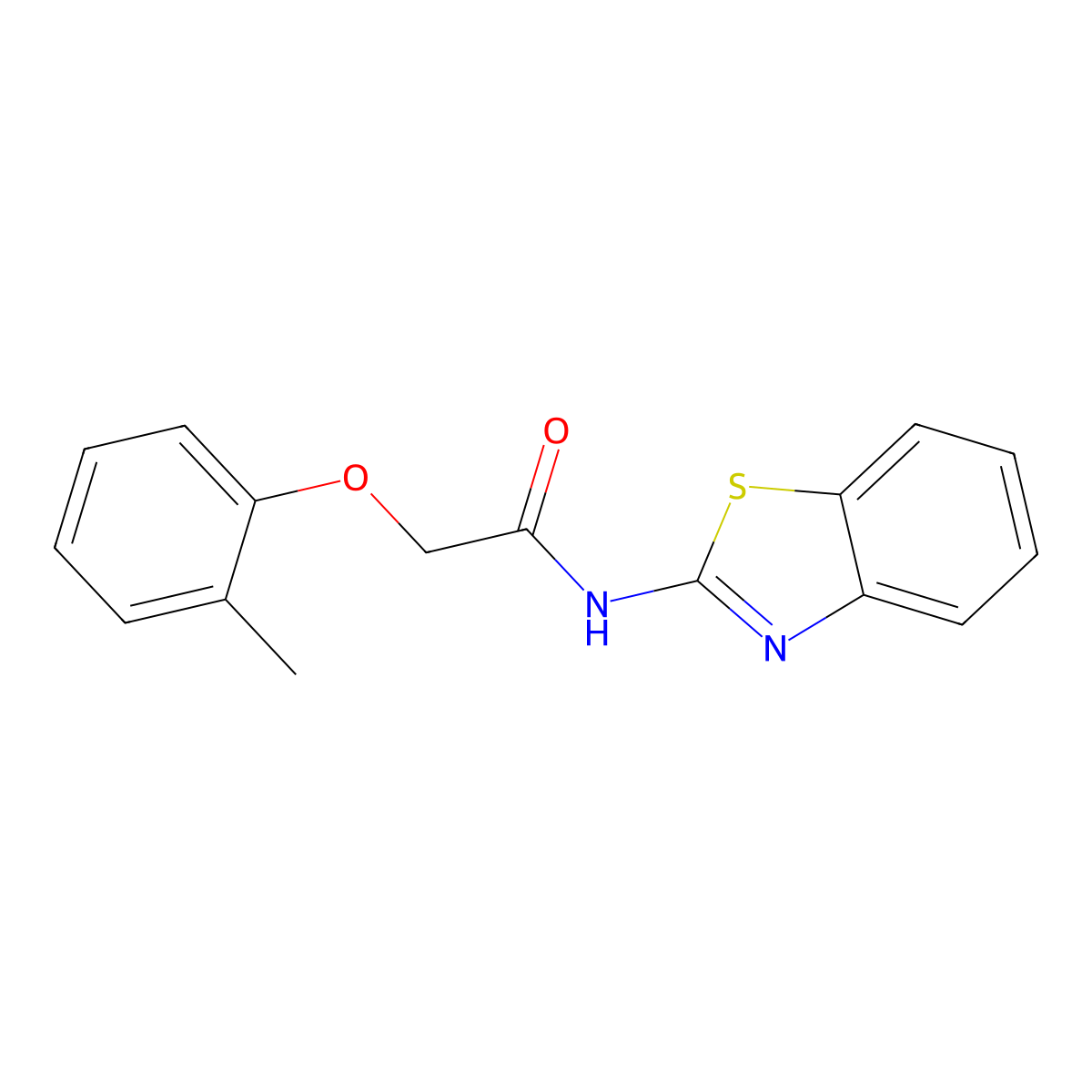 N-(1,3-benzothiazol-2-yl)-2-(2-methylphenoxy)acetamide molecular structure, CAS 202990-53-2