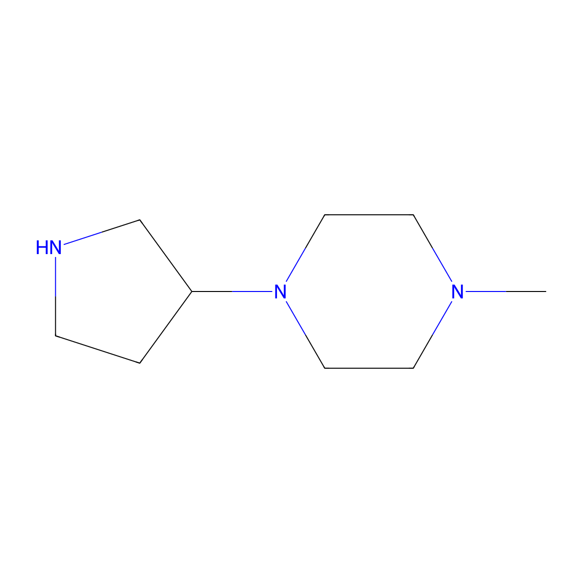 1-Methyl-4-(pyrrolidin-3-yl)piperazine molecular structure, CAS 202991-92-2