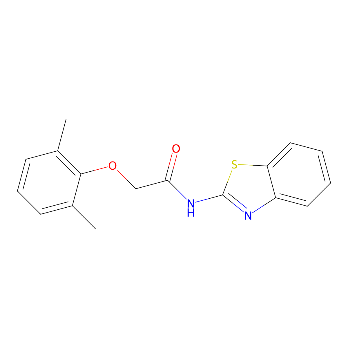 N-(1,3-benzothiazol-2-yl)-2-(2,6-dimethylphenoxy)acetamide molecular structure, CAS 202992-82-3