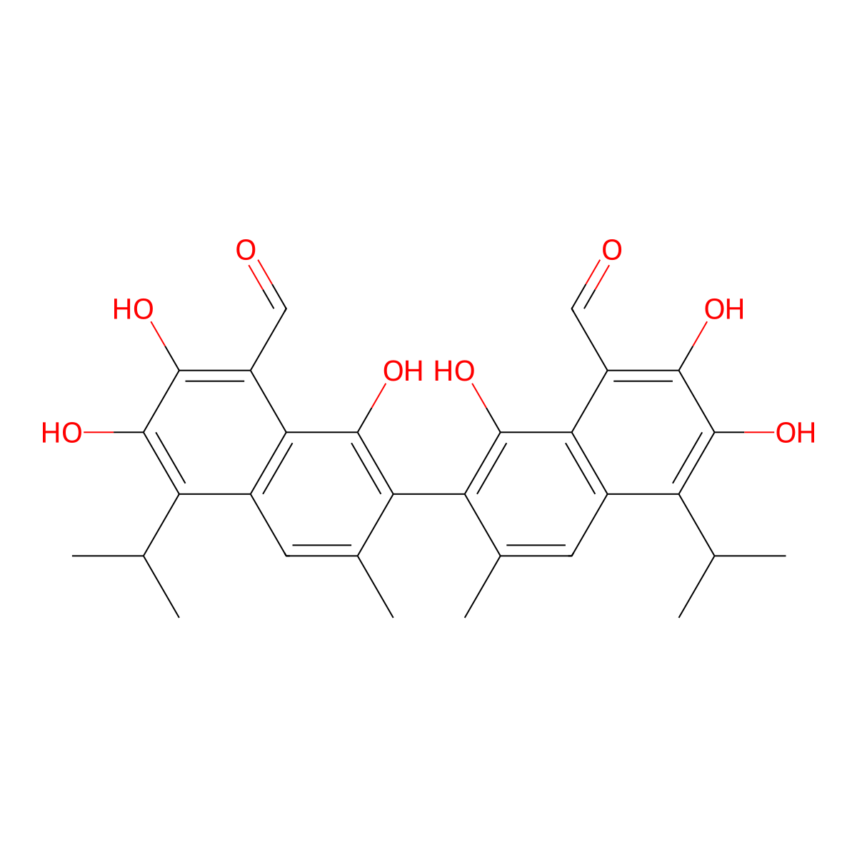 Gossypol molecular structure, CAS 20300-26-9