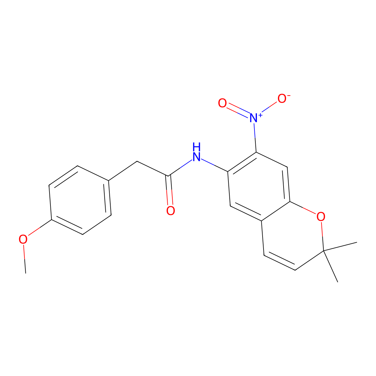N-(2,2-dimethyl-7-nitro-2H-chromen-6-yl)-2-(4-methoxyphenyl)acetamide molecular structure, CAS 203001-15-4