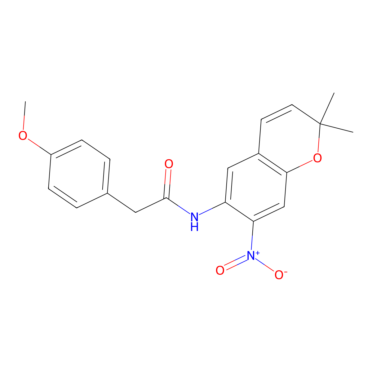 N-(2,2-dimethyl-7-nitro-2H-chromen-6-yl)-2-(4-methoxyphenyl)acetamide molecular structure, CAS 203001-15-4