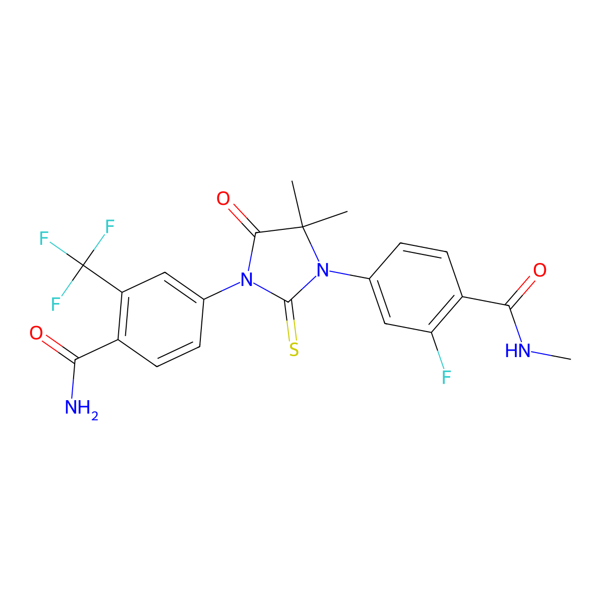 4-(3-(4-Carbamoyl-3-(trifluoromethyl)phenyl)-5,5-dimethyl-4-oxo-2-thioxoimidazolidin-1-yl)-2-fluoro-N-methylbenzamide molecular structure, CAS 2030242-21-6