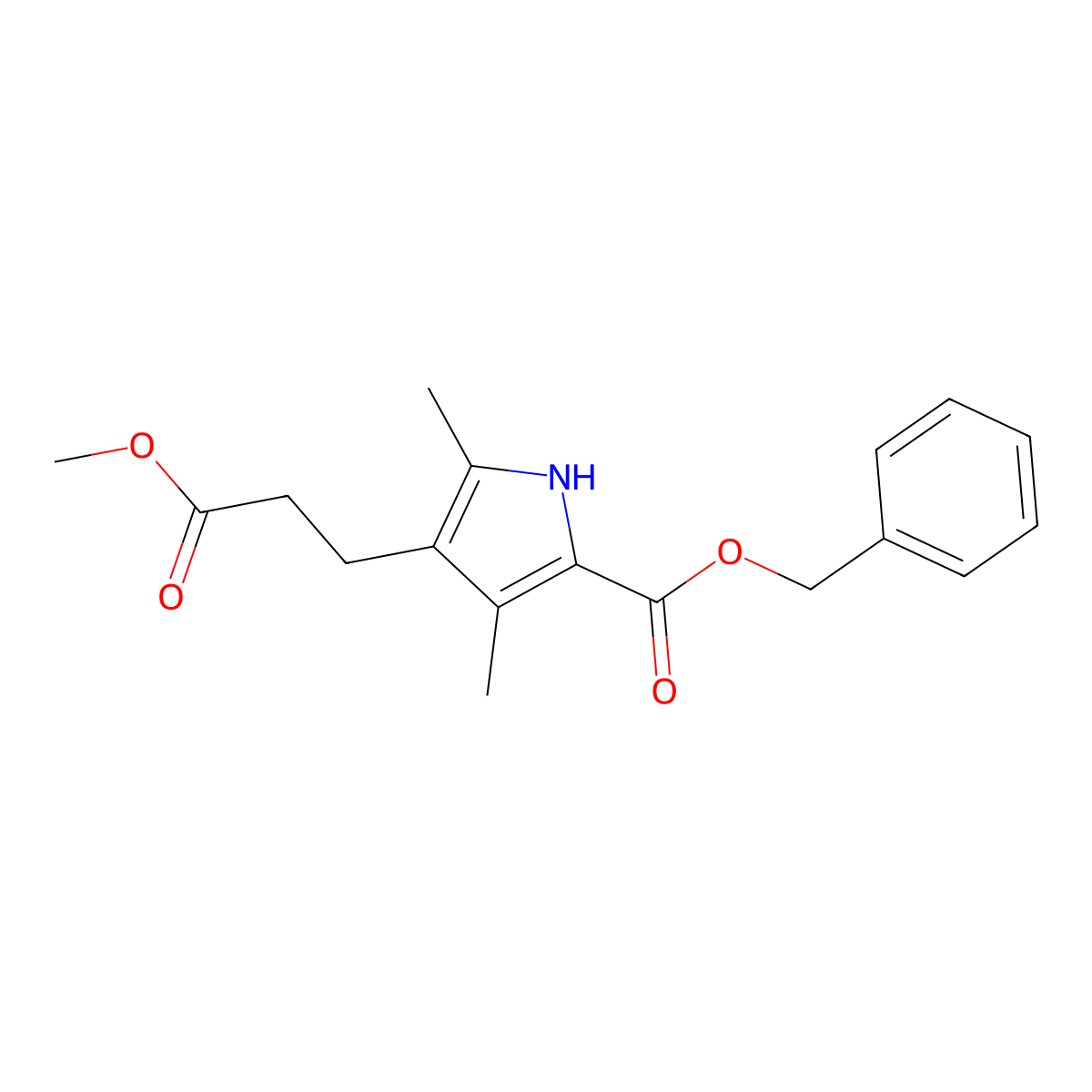 Methyl 5-(benzyloxycarbonyl)-2,4-dimethyl-3-pyrrolepropionate molecular structure, CAS 20303-31-5