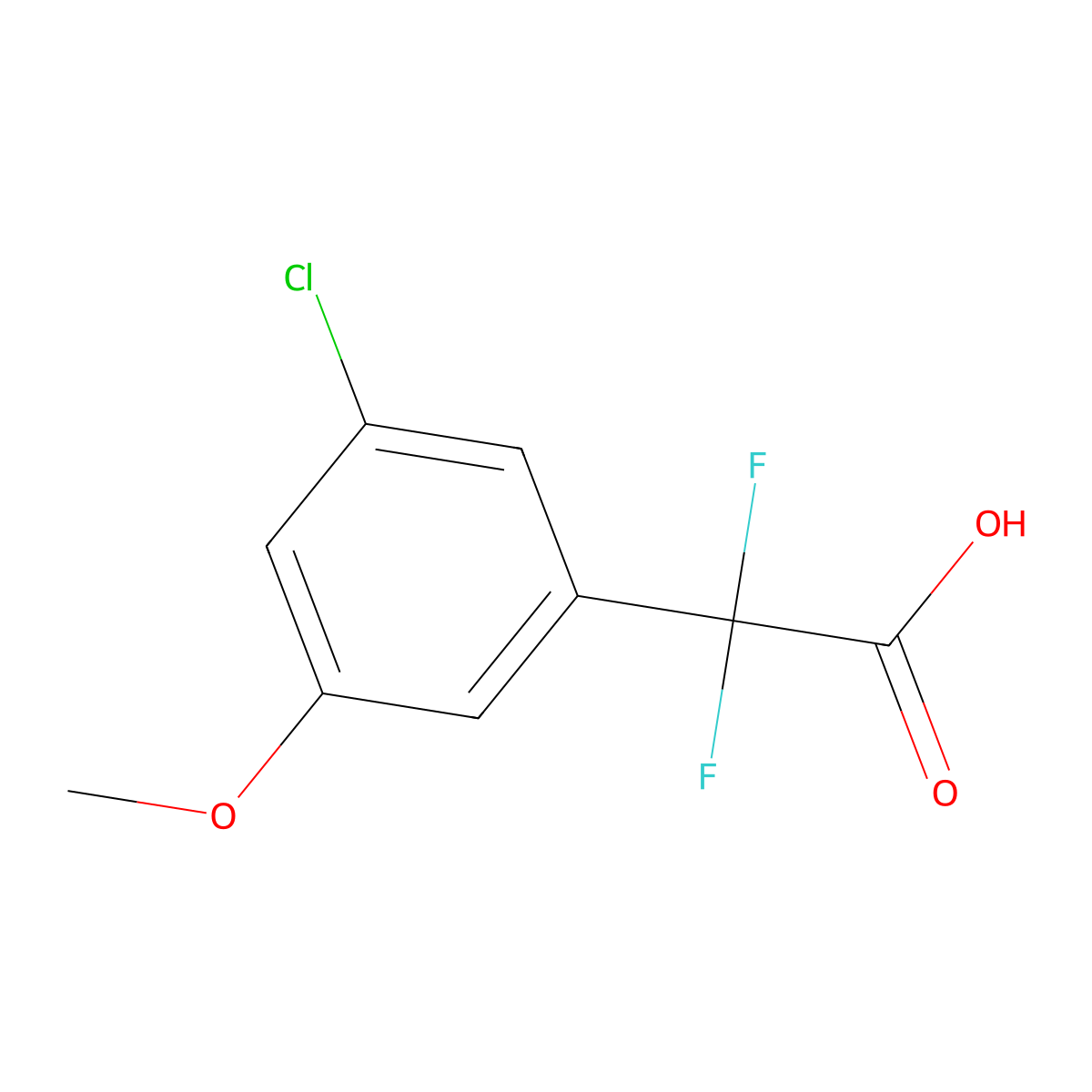 2-(3-Chloro-5-methoxyphenyl)-2,2-difluoroacetic acid molecular structure, CAS 2030313-54-1