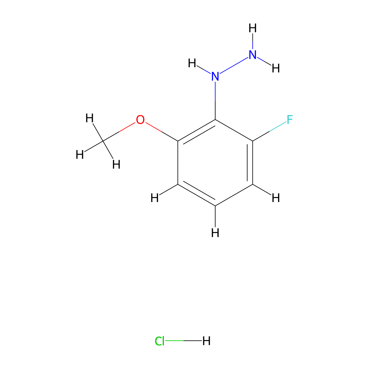 (2-Fluoro-6-methoxyphenyl)hydrazine hydrochloride molecular structure, CAS 2030417-35-5