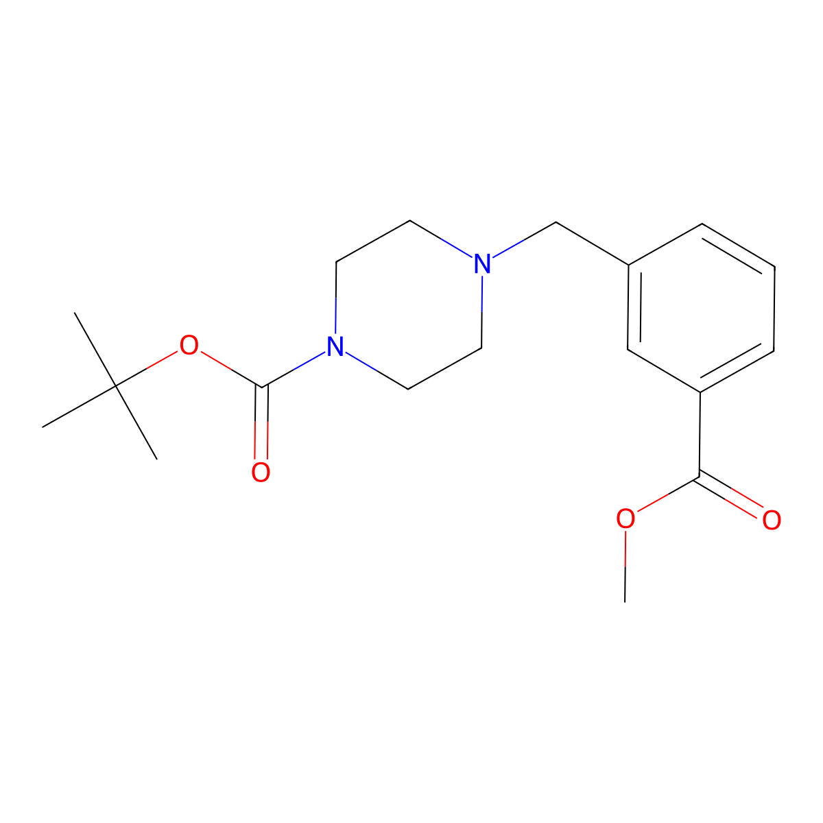 Tert-butyl 4-[3-(methoxycarbonyl)benzyl]piperazine-1-carboxylate molecular structure, CAS 203047-36-3