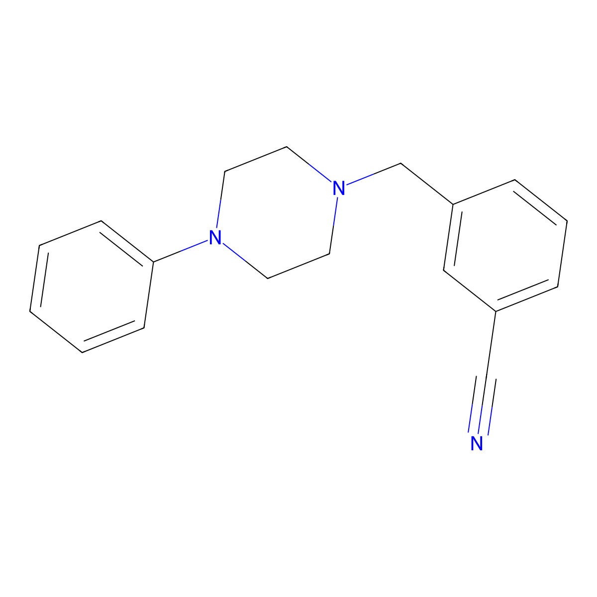 3-[(4-Phenylpiperazin-1-yl)methyl]benzonitrile molecular structure, CAS 203048-05-9