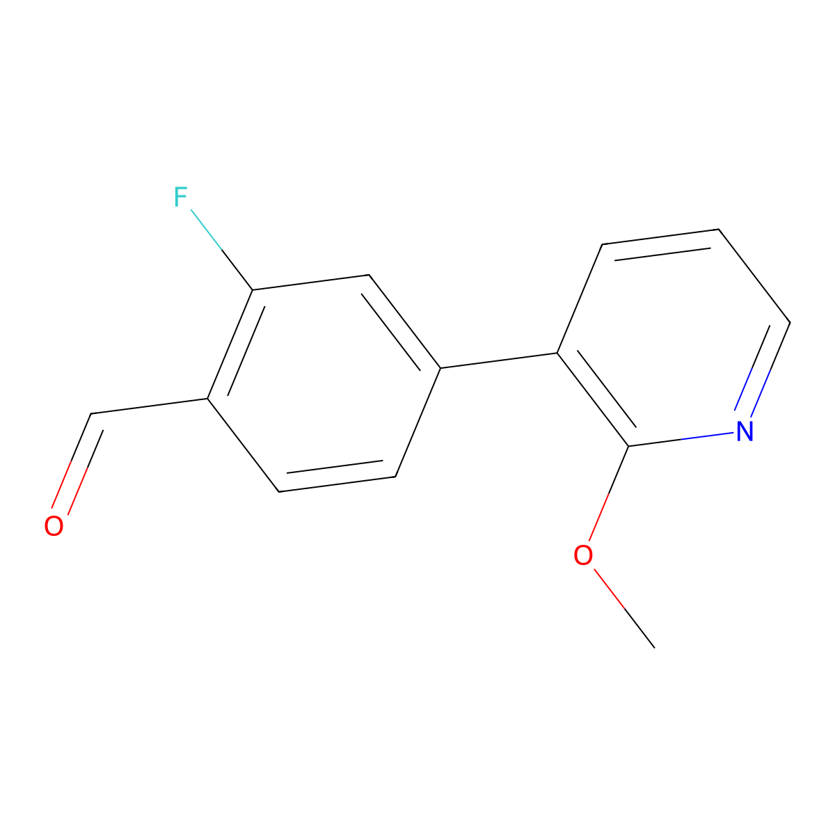 2-Fluoro-4-(2-methoxypyridin-3-yl)benzaldehyde molecular structure, CAS 2030495-18-0