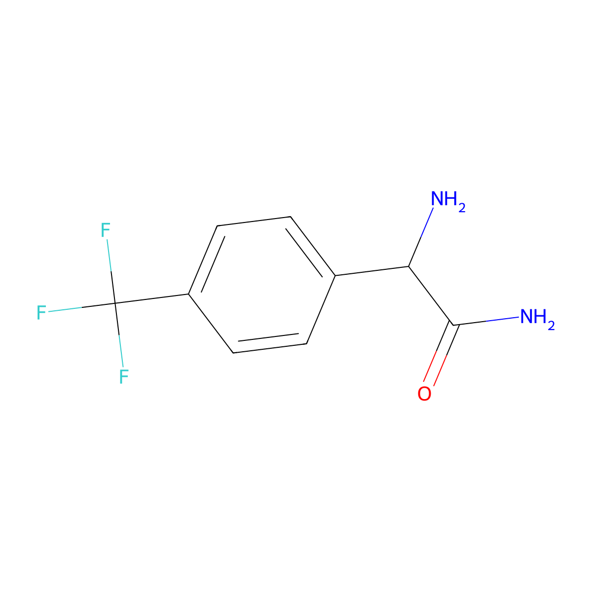 2-Amino-2-(4-(trifluoromethyl)phenyl)acetamide molecular structure, CAS 203065-99-0