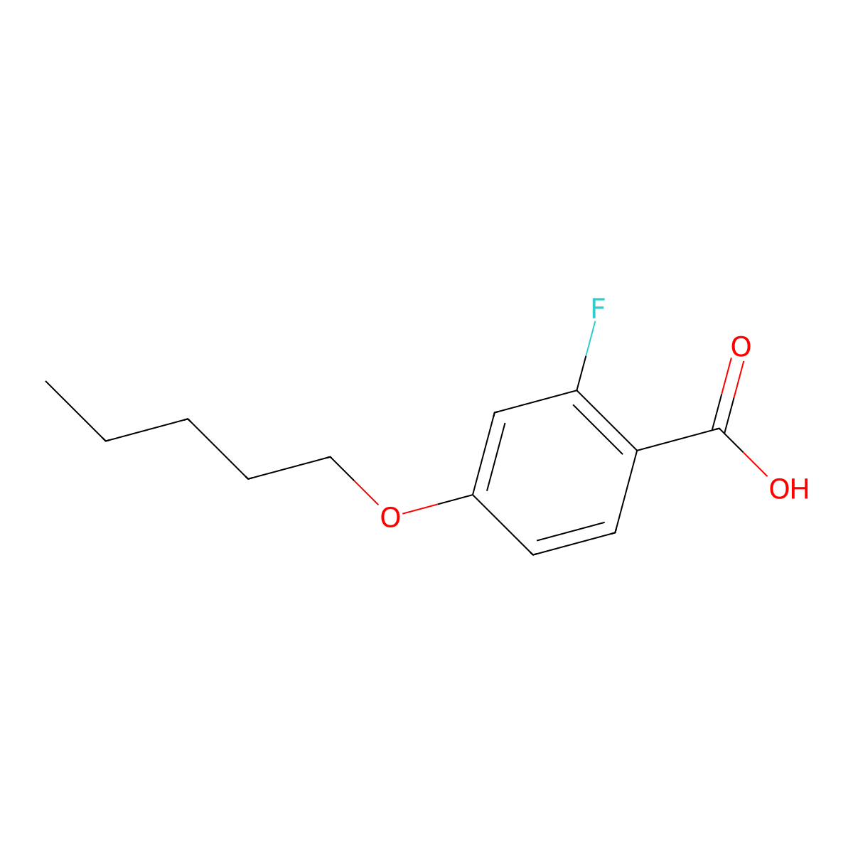 2-Fluoro-4-pentyloxybenzoic acid molecular structure, CAS 203067-01-0
