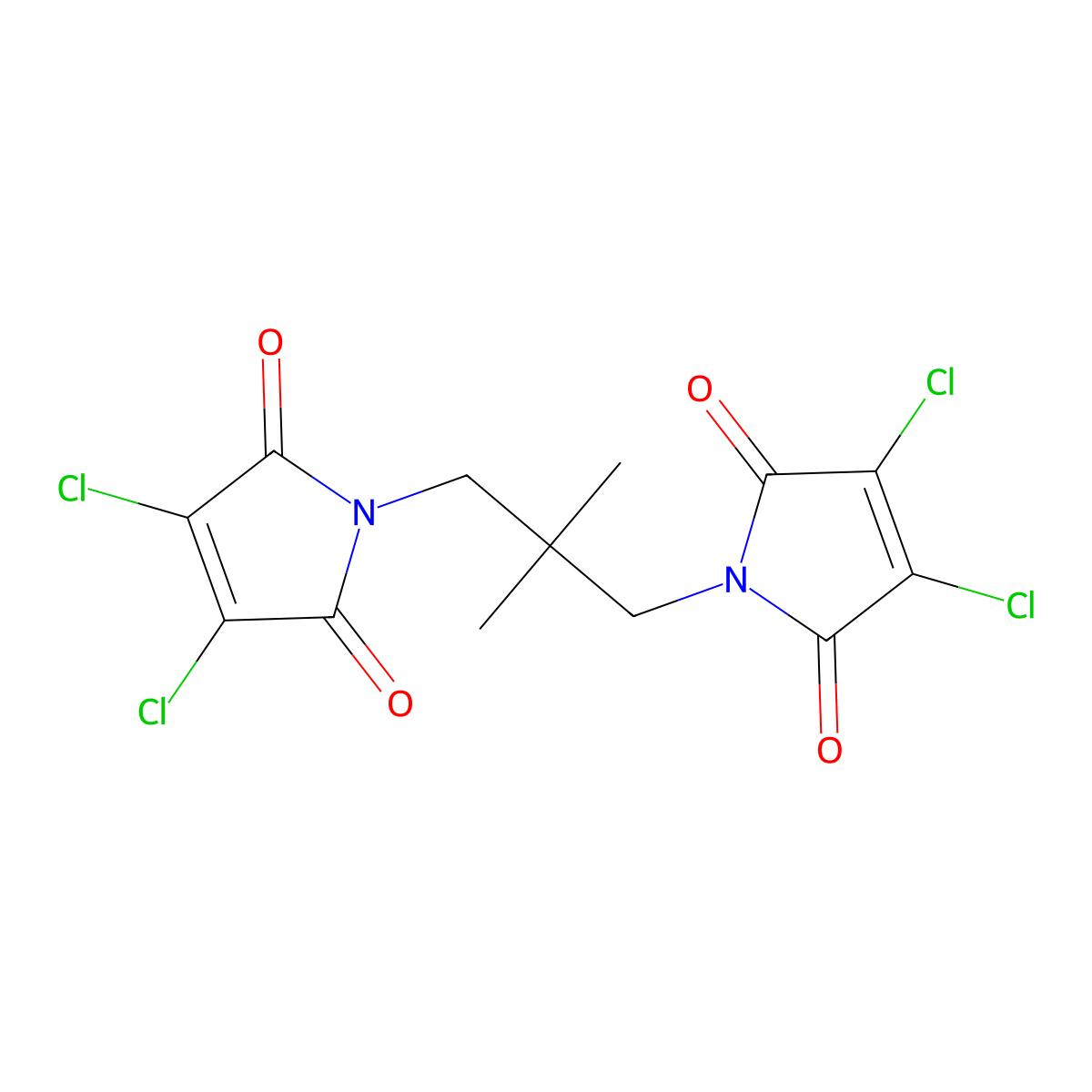 3,4-Dichloro-1-[3-(3,4-dichloro-2,5-dioxopyrrol-1-yl)-2,2-dimethylpropyl]pyrrole-2,5-dione molecular structure, CAS 203115-63-3