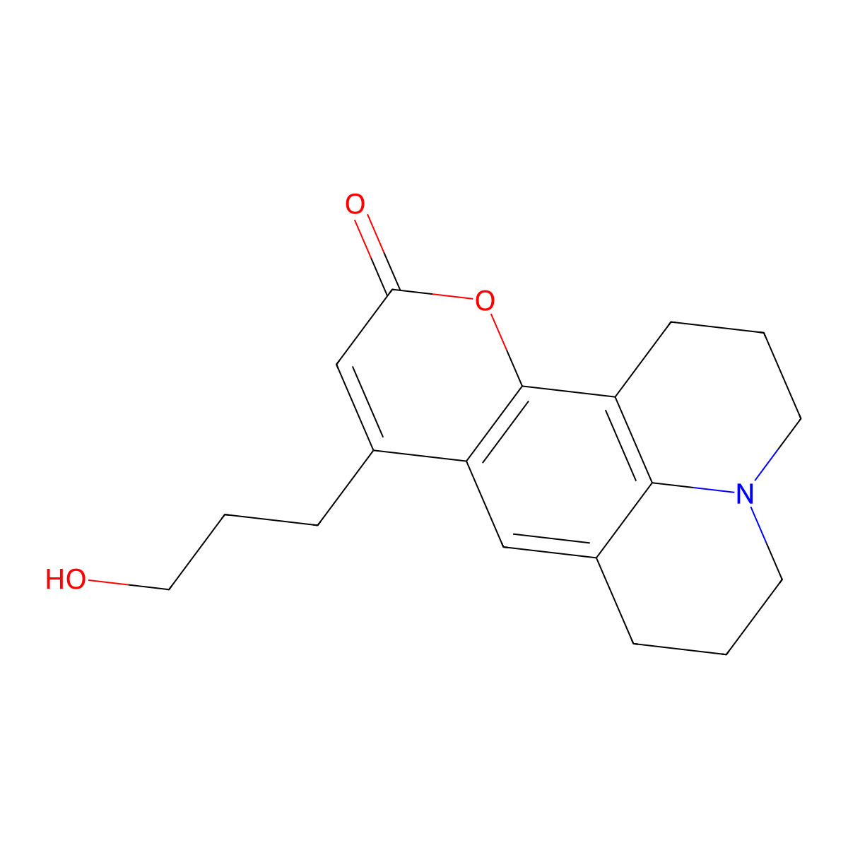 9-(3-hydroxypropyl)-2,3,6,7-tetrahydro-1H-pyrano[2,3-f]pyrido[3,2,1-ij]quinolin-11(5H)-one molecular structure, CAS 203115-66-6