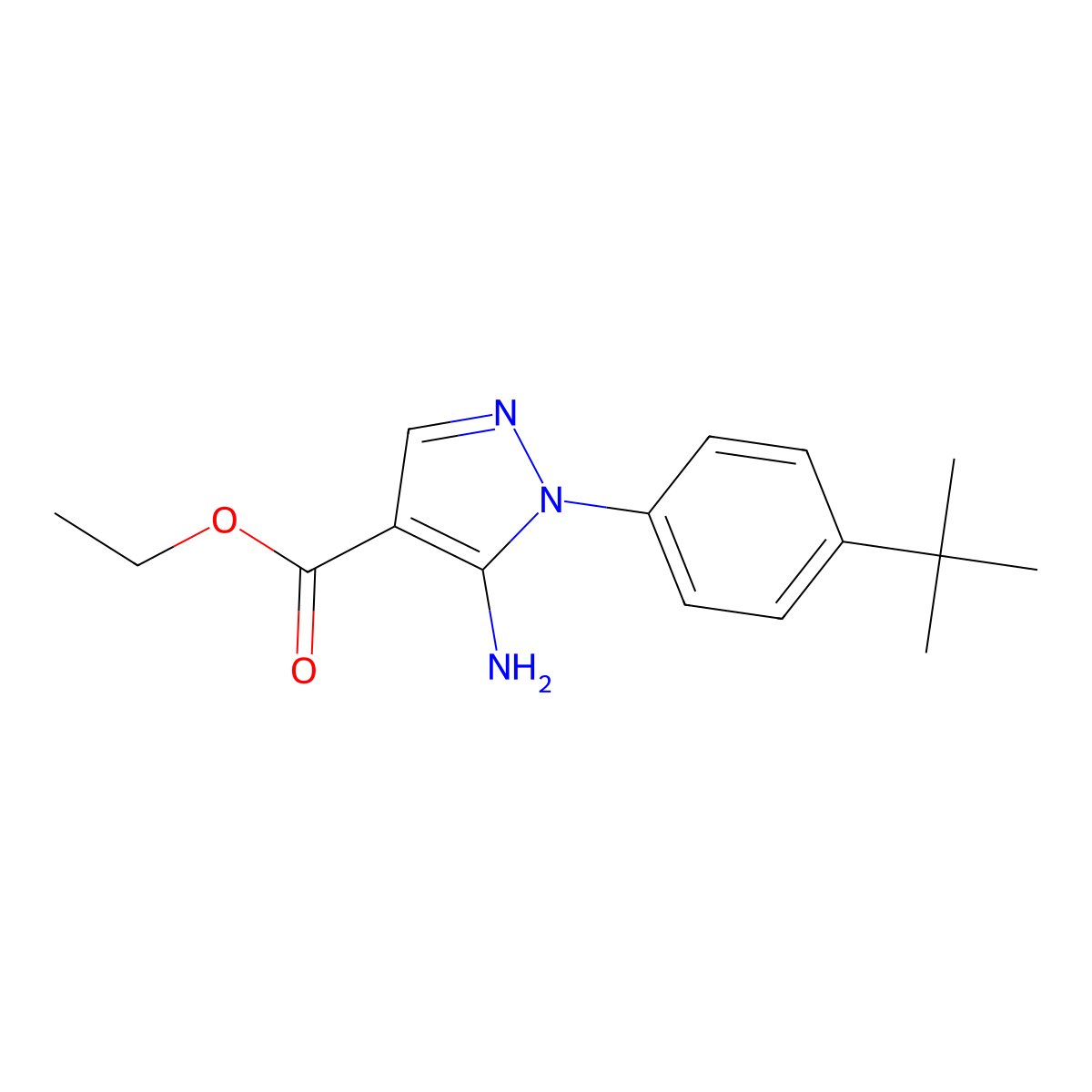 ethyl 5-amino-1-(4-tert-butylphenyl)-1H-pyrazole-4-carboxylate molecular structure, CAS 203123-01-7