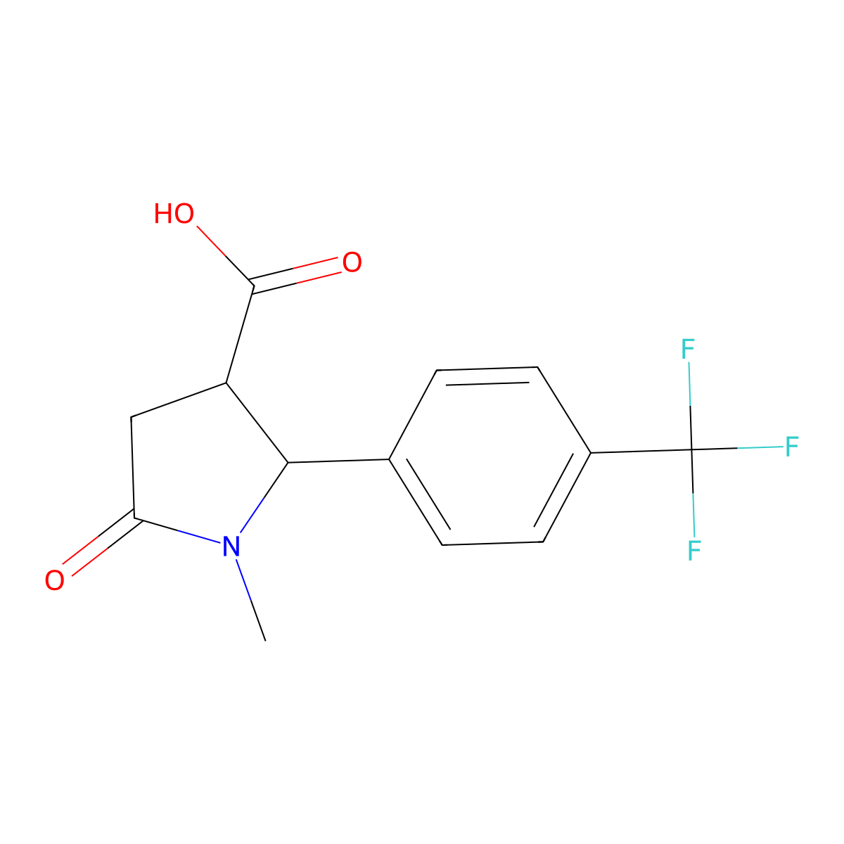 Rac-(2r,3r)-1-methyl-5-oxo-2-[4-(trifluoromethyl)phenyl]pyrrolidine-3-carboxylic acid molecular structure, CAS 2031242-07-4