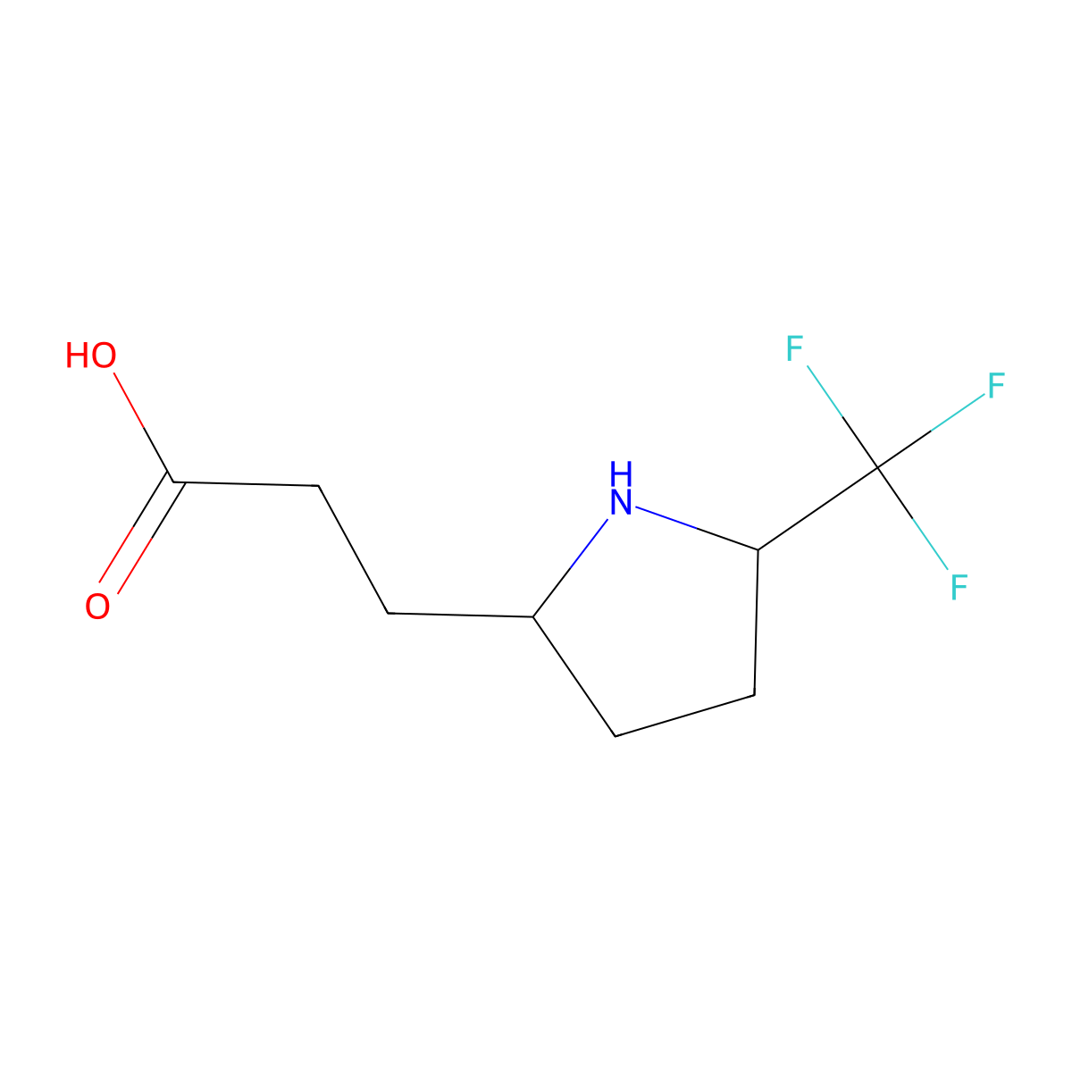 rac-3-[(2R,5S)-5-(trifluoromethyl)pyrrolidin-2-yl]propanoic acid molecular structure, CAS 2031242-09-6