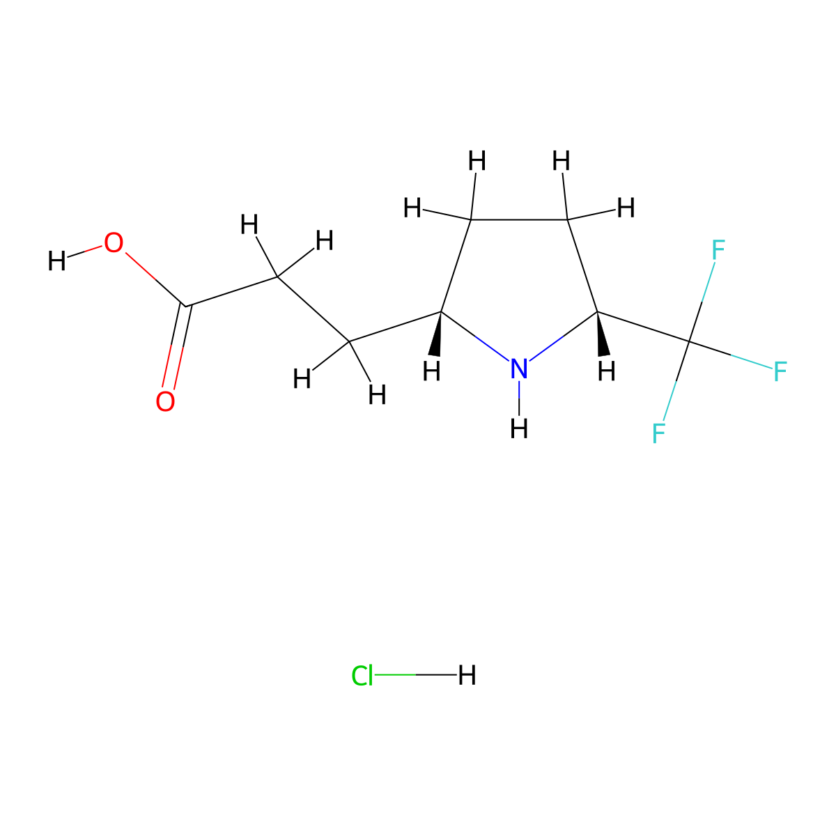 Rac-3-[(2r,5s)-5-(trifluoromethyl)pyrrolidin-2-yl]propanoic acid hydrochloride molecular structure, CAS 2031242-10-9
