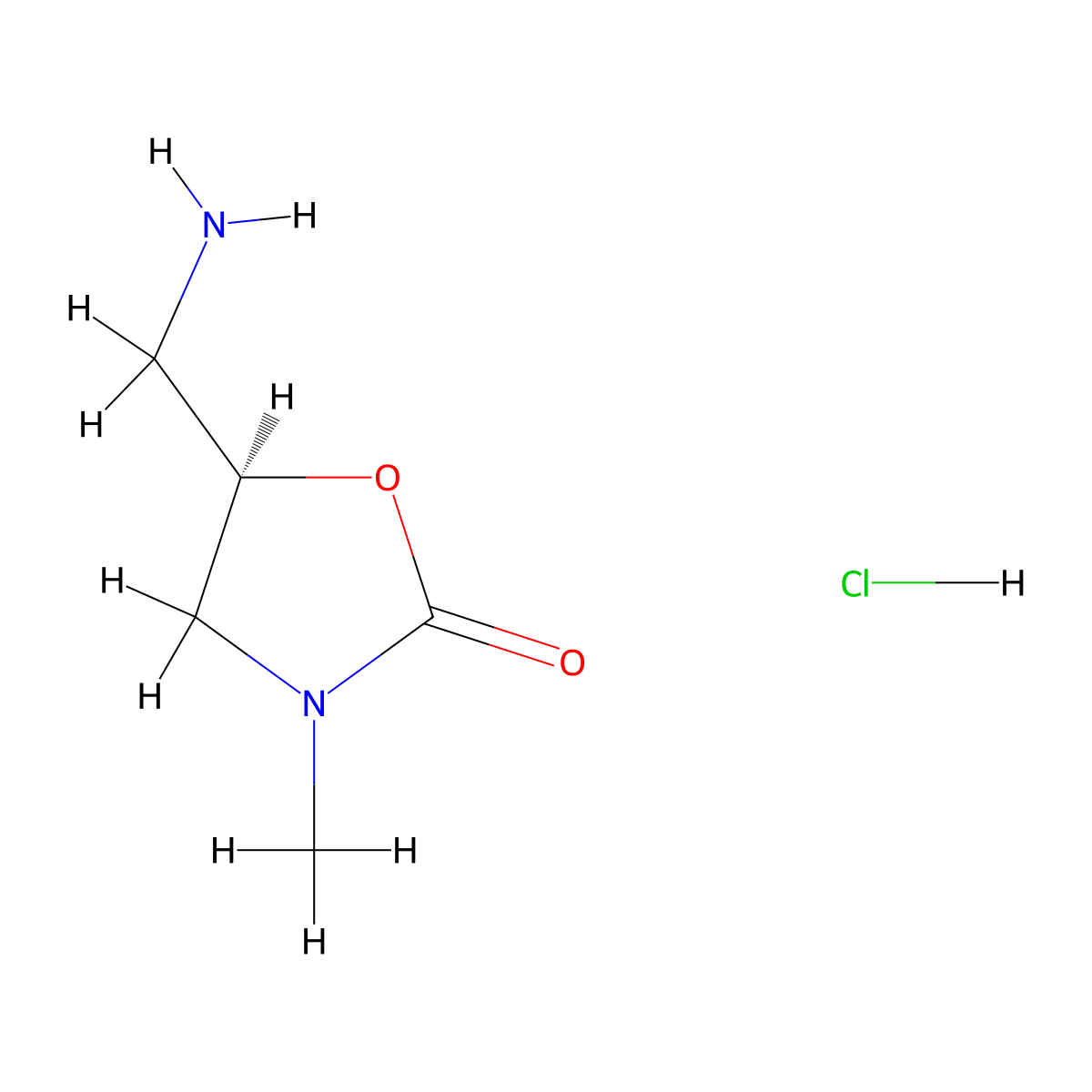 (5R)-5-(aminomethyl)-3-methyl-1,3-oxazolidin-2-one hydrochloride molecular structure, CAS 2031242-17-6